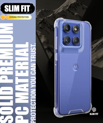 Image of WOW IMAGINE Ultra-Hybrid Crystal Clear Back Case for Motorola Moto Edge 60 Pro | Shockproof Design | Camera Protection Bump | Hard Clear Mobile Back Cover with Cushioned Edges - Transparent