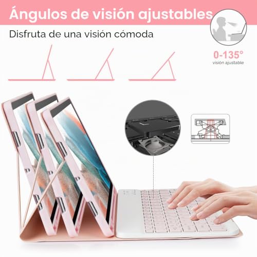 Funda con teclado para Samsung Tab A8 10.5 ideal para estudiar y trabajar en cualquier cafetería 6