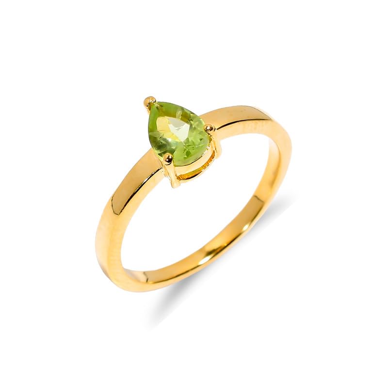 Bague péridot naturel en argent 925 sterling fait main avec une pierre taille poire R-064-151