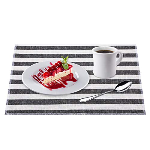Sets de table en coton et lin noir rockcloud | Lot de 4 rectangulaires - 3