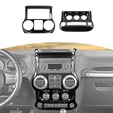 RT-TCZ for Jeep JK Black Carbon Fiber Dash Accents Radio A/C Controls Cover Trim for Jeep Wrangler JK JKU 2011-2017 ABS Interior Accessories 2pcs