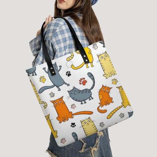 Tote bag chat pour voyage et shopping le grand sac à bandoulière orange