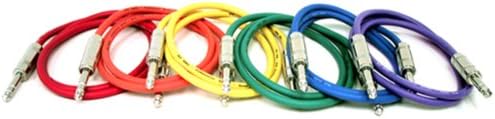 GLS Audio 6ft Patch Cable Cords - 1/4" TRS to 1/4" TRS Color Cables - 6' Balanced Snake Cord - 6 Pack