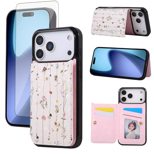 Étui iPhone 17 Pro 6,3 pouces avec protège-écran verre et porte-cartes