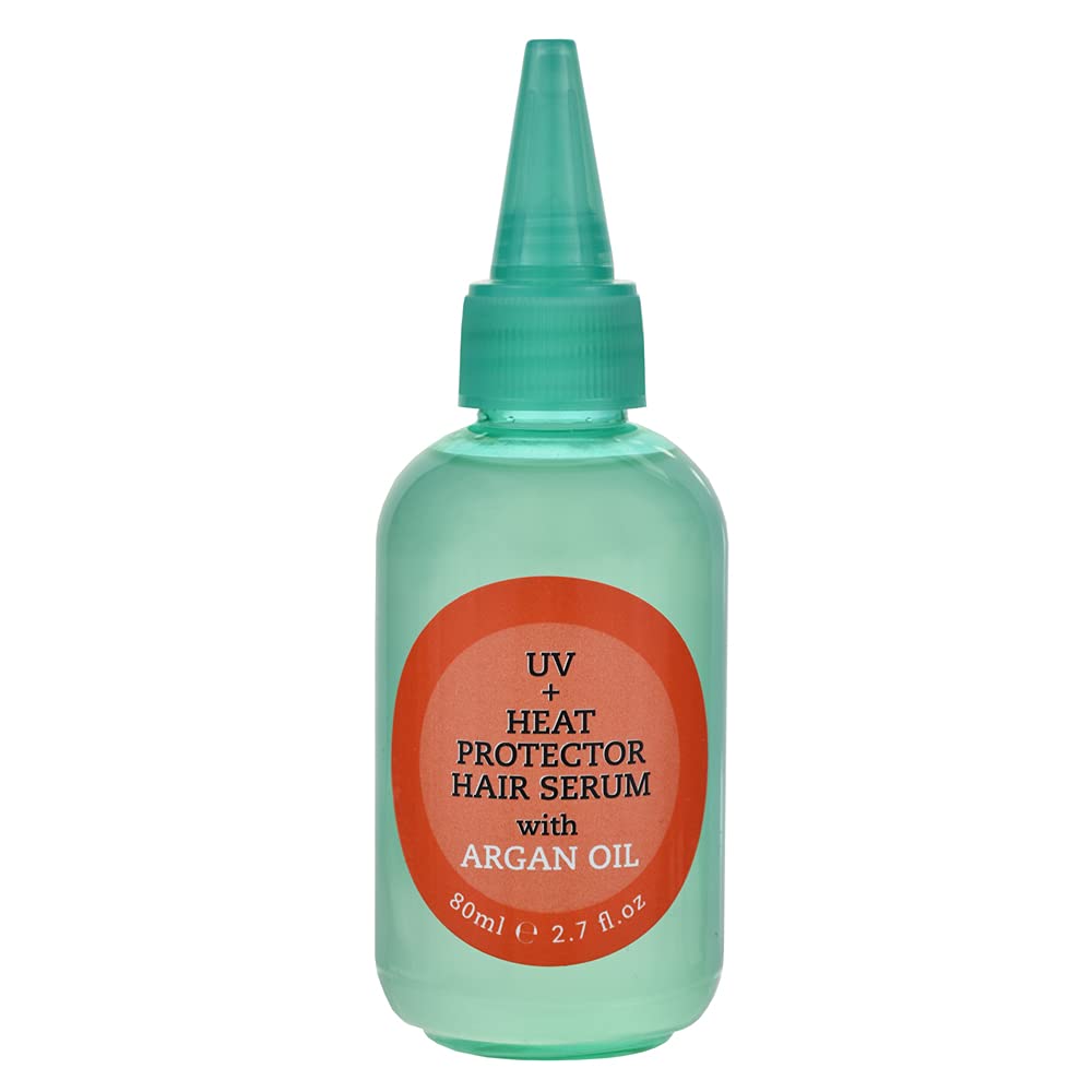 PURECODE UV + Heat Protector Serum with pure Argan Oil from Morocco 2.7oz Moisturizes, Defends Sun Damage and Adds Shine to the Hair
