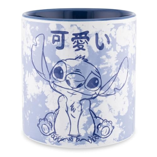 Disney Lilo & Stitch Experiment 626 Asian-Style Ceramic Tea Cup | Traditional Japanese-Inspired Mug Without Handle | Holds 12 Ounces
