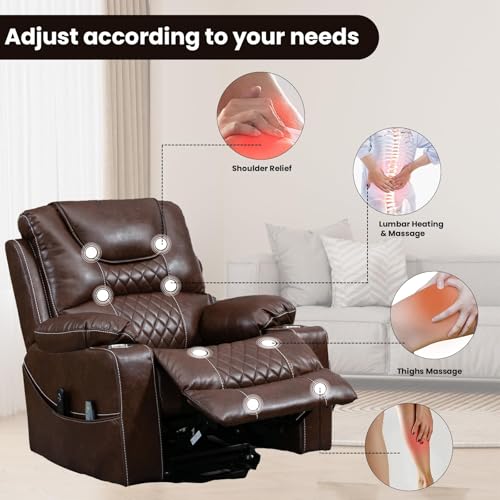Sillón reclinable cuero con respaldo alto miniatura 5