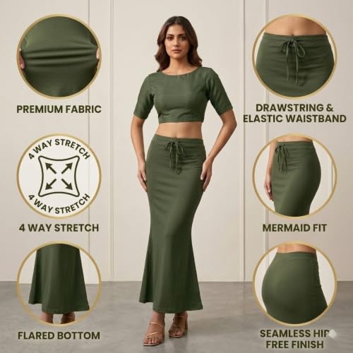 Image of Women's Saree Shapewear - Slim Fit Stretchable Petticoat for Sarees | Comfortable Waistband | Body Shaping Underskirt