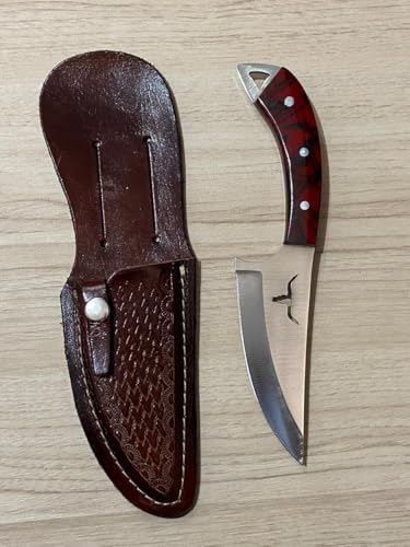 Faca Campeira com Quebra-Crânio 22cm Robustez Estilo Rústico (Vermelho) - Genérico