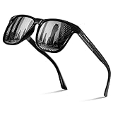 Gesruny Polarisierte Sonnenbrille Herren Damen Unisex UV400 Schutz Ultraleichte Klassische Retro Sunglasses Men Rechteckig Schwarz Polarisiert Sonnenbrillen Für Outdoor Fahren,Angeln-Schwarz/Graue