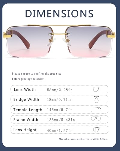 Image of Fashion Rimless Rectangle Sunglasses Mens Womens Frameless Square Sun Glasses UV 400