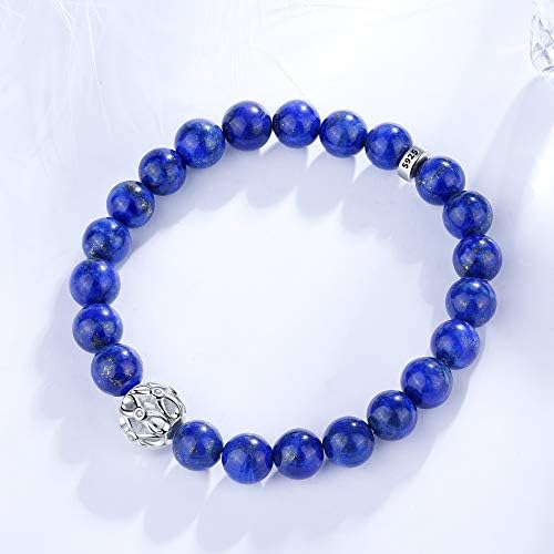 J.Endéar Beaded Bracelets for Womens, 8mm Natural Gemstone Bracelet, Infinity Friendship Bracelets with 925 Sterling Silver Infinite Charm