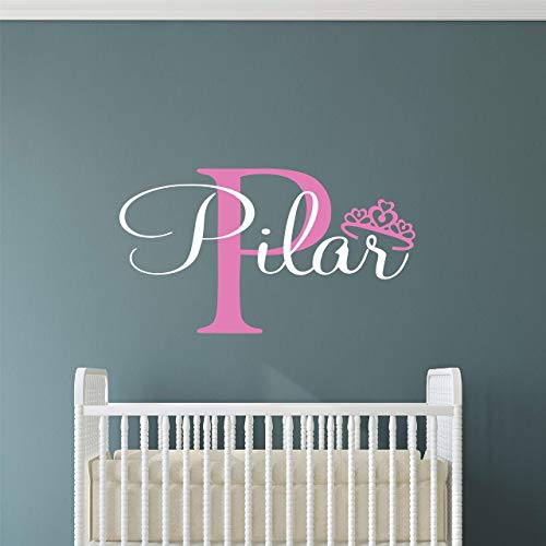 Custom Name Princess Nursery Wall Decal - Girls Personalized Name Princess Wall Sticker - Custom Name Sign - Custom Name Stencil Monogram - Baby Girl Nursery Room Wall Decor