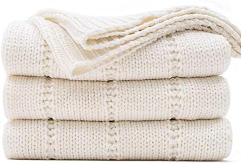 RECYCO Cable Knit Pink Throw Blanket for Sofa Chair Couch Bed, sofa throw, bed throw,152x127cm