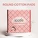 ICOTLE 100% Pure Cotton Round Pads for Face (210), Lint-Free Makeup Remover Pads, Soft, Absorbent, Hypoallergenic, Multi-Layer Design for Cleansing, Skincare and Nail Polish Removal