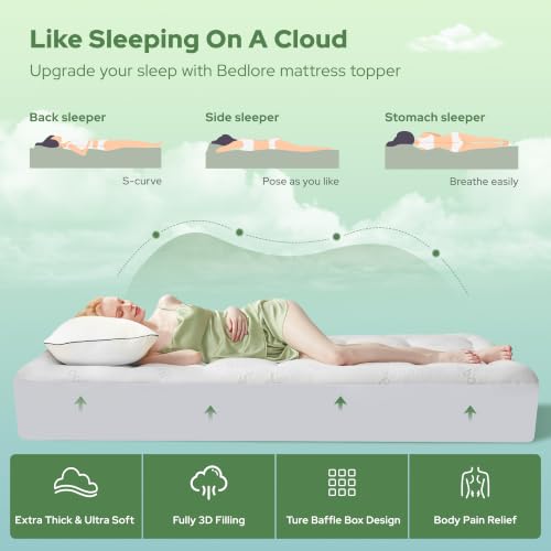 Image of BEDLORE Twin XL Mattress Topper , Pillow Top Mattress Pad