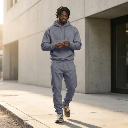 Mens Sweat Set Hooded Sweatshirt Fleece Track Pants Jogger 2 Piece Outfits - image 2