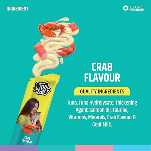 Image of Squeezy Creamy Treats for Cat | Crab Flavour | 60 Grams (12g x 5 Sachets) | Creamy Lickable Treats for Cats, Rich in Omega-3 & 6 Fatty Acids