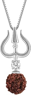 GIVA 925 Silver Trishul And Rudraksha Pendant With Box Chain for Him| Necklace to Gift Mens & Boys| With Certificate of Au... Price In India