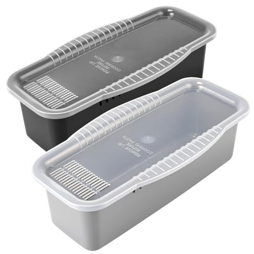 Image of Microwave Pasta Cooker with Strainer Lid- Quickly Spaghetti Cooker- No Sticking or Waiting For Boil- Perfect Make Pasta Every Time- For Dorm, Kitchen or Office, 2 Pack Grey Black