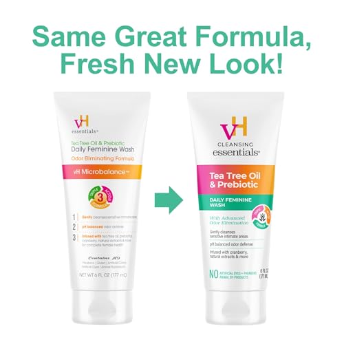 Image of vH essentials, Ph Balanced Daily Feminine Wash, Tea Tree Oil & Prebiotic, 6, Fl Oz, (Pack Of 1) 54306 Clear