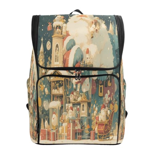 Sac à dos grande capacité anti-fatigue pour étudiant avec motif féerique de nuit de Noël