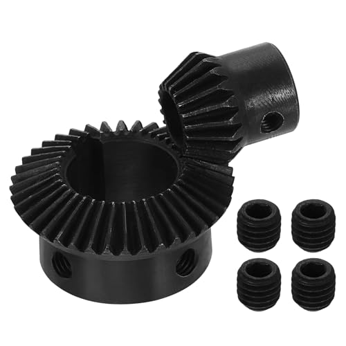 Image of uxcell 2Pcs Tapered Bevel Gears Set, 1 Mod 1:2 (20T /40T) Harden Steel Straight Bevel Gear, 90 Degree Steering Motor Gears, (10mm /20mm Shaft Hole with Keyway)
