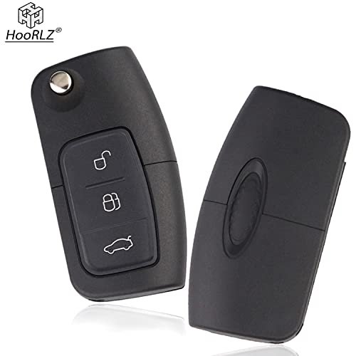 HooRLZ FORD Key Fob Replacement For FORD Focus Fiesta MK7 C-Max S-Max Kuga KA Mondeo MK4 Galaxy Connect Ecosport, Remote Car Key Cover Case 3 Button, FORD Fiesta Key Case, FORD Focus Key Fob