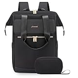 LOVEVOOK Laptop Backpack for Women, 15.6 Inch Work Laptop Bag with USB Port, Fashion Teacher Nurse Backpack Purse, Waterproof Travel Computer Backpack with Organizer Bag, 2PCS, Beige-Black