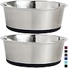 Gorilla grip set of 2 dog bowls heavy duty metal food and water bowl for feeding dogs and cats dishwasher safe rust resistant stainless steel bpa free rubber base holds 2 cups 16 fl oz black  urban country home decor