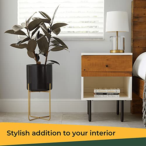 Bees & Buds Tall Metal Plant Stand Indoor - 10 Inch Gold Iron Outdoor Plant Stands - Mid Century Modern Iron Plant Stand - Flower Planter Holder - Excluding Plants Pot #TOP1