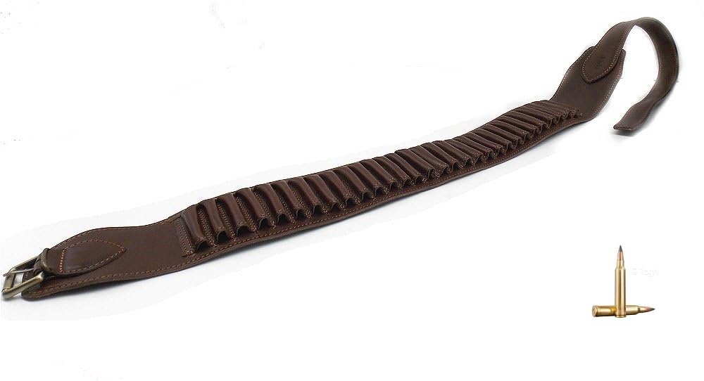 Cartuccera Delfiero Cuoio Marrone per Carabina Calibro 30 06 e Similari