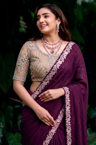 Image of Women's Designer Bollywood Soft Georgette Heavy Embroidery Sequins Work Sarees For Wedding With Blouse Piece