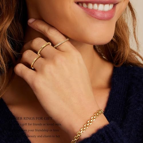 Women's Gold Thick And Vintage Twisted Ring, Made Of Copper Plated With 14K Gold, Exquisite Durable, Suitable For Daily Wear And Weddings, Size Of 8/92