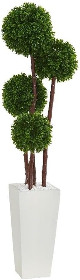 Nearly Natural 4ft. Boxwood Artificial Topiary Tree in Planter UV Resistant (Indoor/Outdoor)