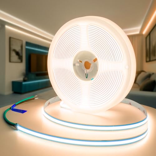 Factorled Striscia LED COB 24 V 5 M 60 W (12 W/m), dimmerabile alta luminosità 6000 lm lineari alta densità 320 LED/m, IP20 interni, luci LED soggiorno, camera da letto, soffitto (luce calda (2700 K))