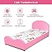 Costzon Twin Bed Frames for Kids, Wood Upholstered Twin Bed Platform with Slat Support, Padded Headboard&Footboard, No Box Spring Needed, Easy Assembly, Fits Standard Twin Mattress (Crystal)