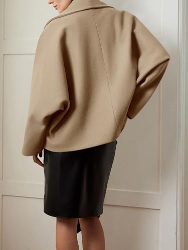 Yousify Womens Cropped Pea Coats Oversized Wool Blend Short Jackets Lapel Double Breasted Fall Winter Outerwear Outfits4