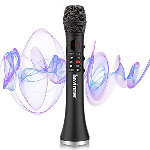 Lewinner Karaoke Microphone Wireless Bluetooth 4 in 1 Mic for KidÂ & Adult Singing, 20W Portable Handheld Mic Speaker Machine, Dynamic Karaoke Microphone for Car Home Carpool Party Meeting Outdoor