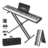 Senfot Teclado de piano plegable de 88 teclas, piano electrónico de tamaño completo con adaptador de corriente, auriculares y bolsa de transporte, diseñado tanto para principiantes como para músicos