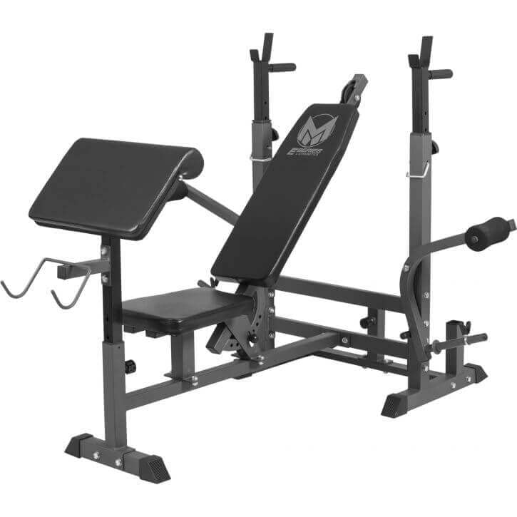 GYRONETICS® Panca Pesi Multifunzione - Portabilanciere, Schienale Regolabile, 165 x 139 x 128cm, Carico Max 280kg, Stazione a Dip, Butterfly, Panca Scott, Curl per Gambe - Palestra e Casa, Allenamento