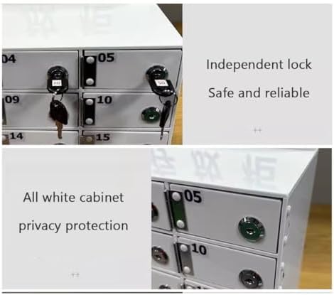 Cell Phone Locker Box with Door Locks and Keys Clear Acrylic Jail Storage Cabinet Wall Mounted,Wall-Mounted Acrylic Phone Storage Box with Lock 25cm Size Secure for Mobile Phones White - Per image 3