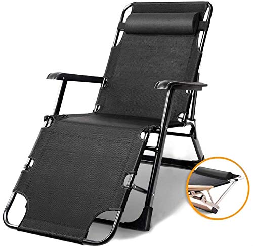 BUJOG Tumbona De Jardín Plegable, Tumbona Reclinable Silla Relajante Silla De Cama Cómoda para Campamento En La Playa, Carga Máxima 150 Kg, Negro, (Color: Gris)