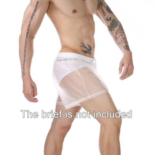 Men's Beach Waterproof Swim Trunks, Sexy See Through Athletic Surfing Shorts for Poolside Party4
