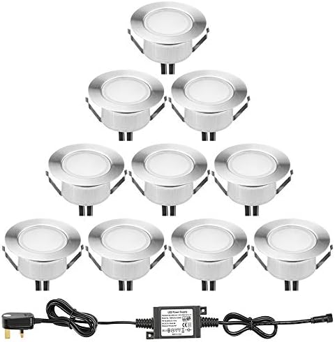 Warm White Led Decking Lights Waterproof IP67 1.5W Ø61MM - Led Plinth Light for Terrace/Patio/Path/Wall/Garden/Decoration, 6 Packs