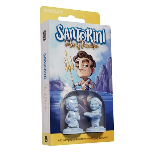 Santorini: Tides of Poseidon – Card Pack Expansion for Santorini Second Edition – 17 New God Cards, 2 Worker Minis, Mode Cards & Tokens – Ages 8+ – 2–4 Players