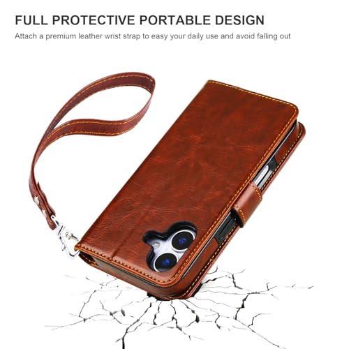 Bocasal Detachable Wallet Case for iPhone 17 RFID Blocking Card Slots Holder Premium PU Leather Magnetic Kickstand Shockproof Wrist Strap Removable Flip Protective Cover 5G 6.3 inch (Brown) by Bocasal - Used condition - Image 7