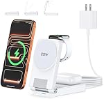 25W 3 in 1 Charging Station, Foldable Magnetic Fast Wireless Charger Stand for Apple Multiple Devices, Travel Charger for iPhone 17 16 15 14 13 12 Series Watch AirPods 4/3/2/Pro