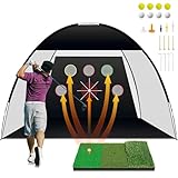 Perfetto per tutti i livelli di abilità: sfida con gli obiettivi di aiuto per l'allenamento di scheggiatura di precisione, il correttore dello swing aiuta a sviluppare la forma corretta e il tappetino da golf in erba ospita ogni mazza. Come regalo di golf per gli uomini, questo set completo fornisce tutto il necessario per praticare come un professionista tutto l'anno, indipendentemente dalle condizioni meteorologiche.