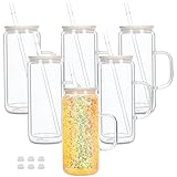 Cosictic 20 OZ Glas-Schneekugel-Tumbler mit Griff und vorgebohrtem Loch, 591ml, Doppelwandige Schneekugelbecher für Schneekugel Glitzer DIY, (6 Stück)